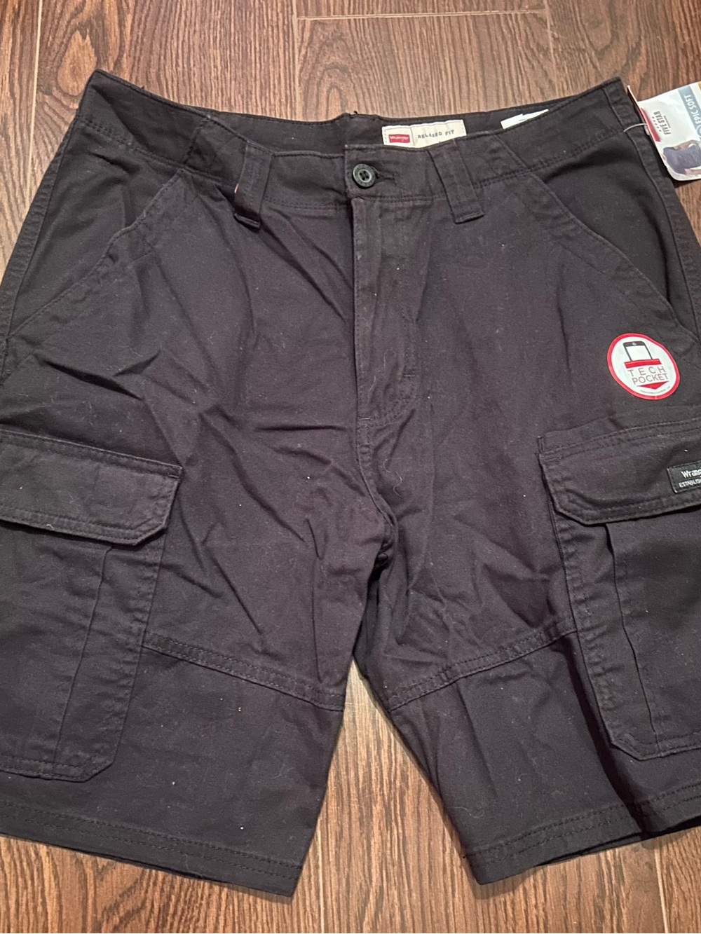 Wrangler Men's Black Cargo Shorts with Tech Patch